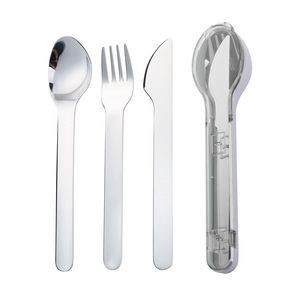 3 In 1 Portable Flatware Set Stainless Steel Fork Knife Spoon With Plastic Case 9