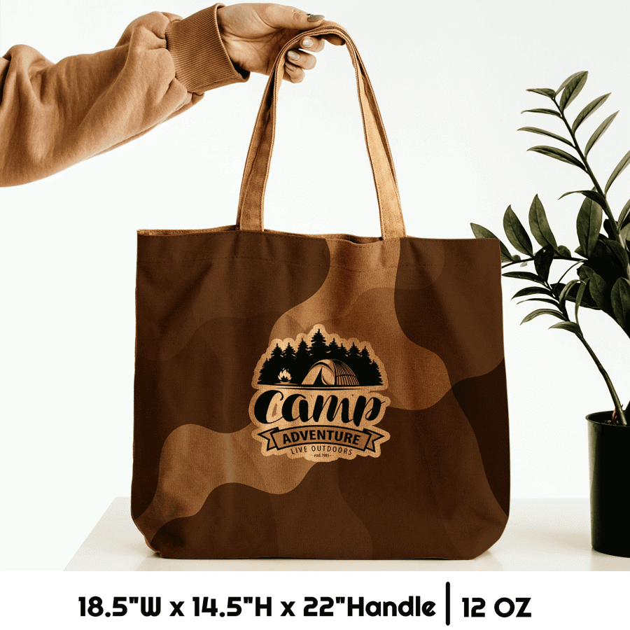 Sublimation 12 oz Poly Canvas Tote Bag -18.5"W x 14.5"H x