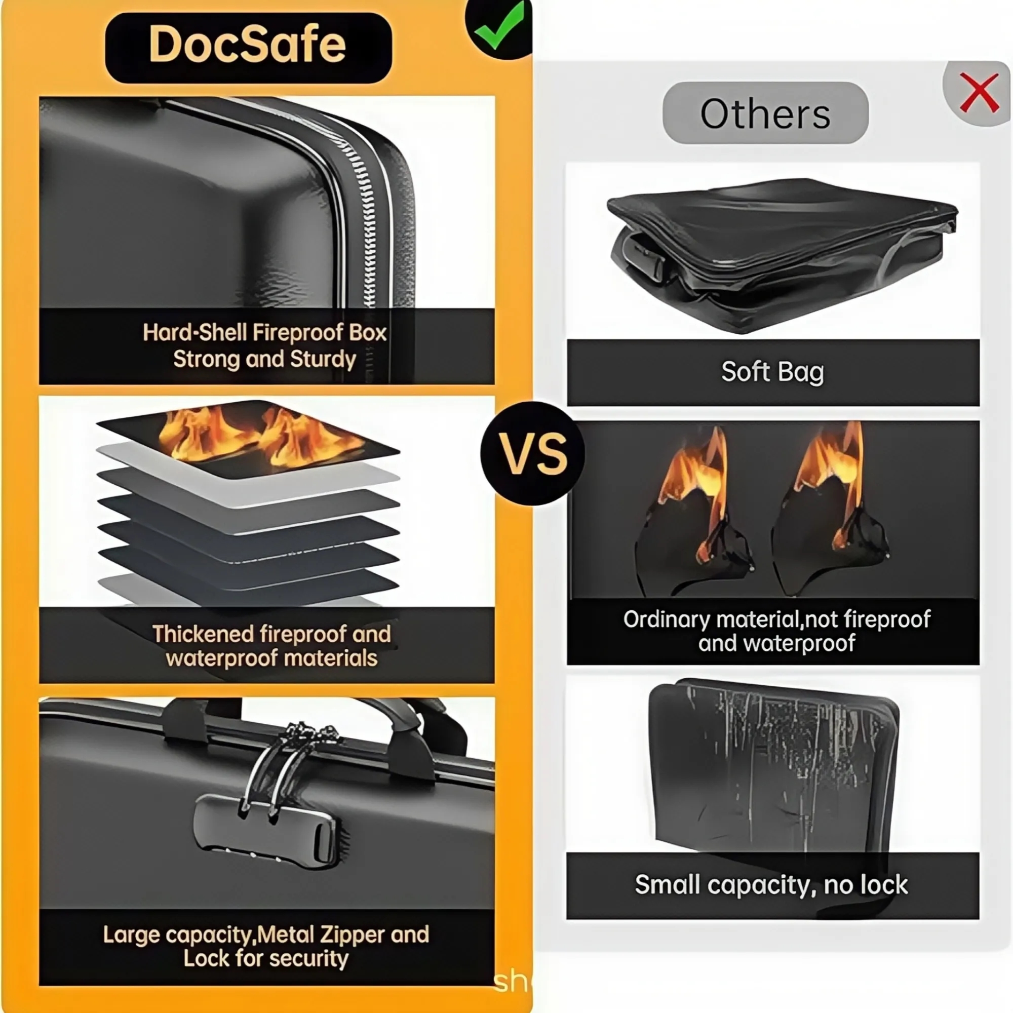 Combination Lock Fireproof Handheld Document Bag 7