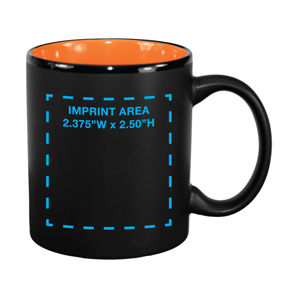 11 oz Orange In / Matte Black Out Hilo C Handle Mug