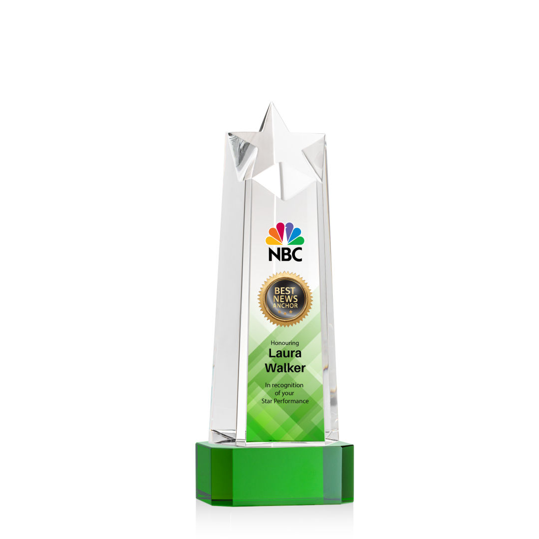 Delaware Star VividPrint™ Award on Base - Green 4
