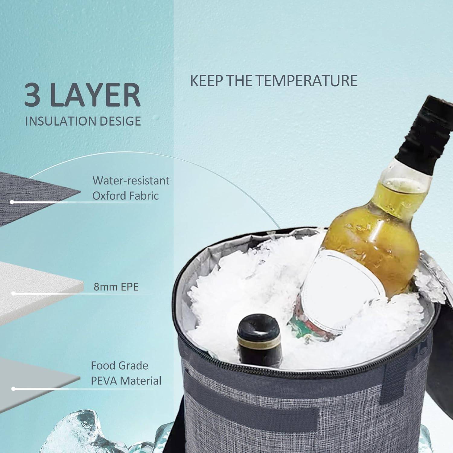 Insulated cylindrical hand-held thermal bag 4