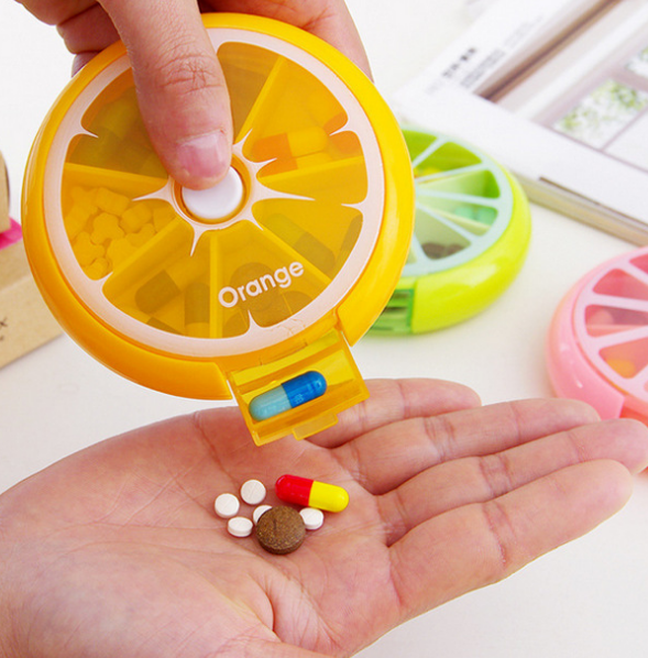 Round 7 Compartments Fruit Shaped Pill Box 8