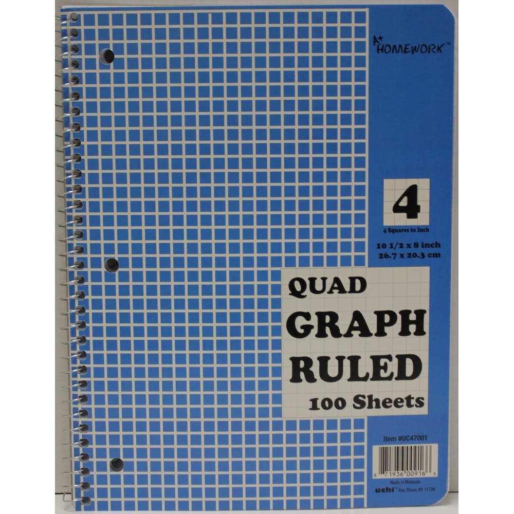 Quad Ruled Spiral Notebook - 100 Sheets Blue 2