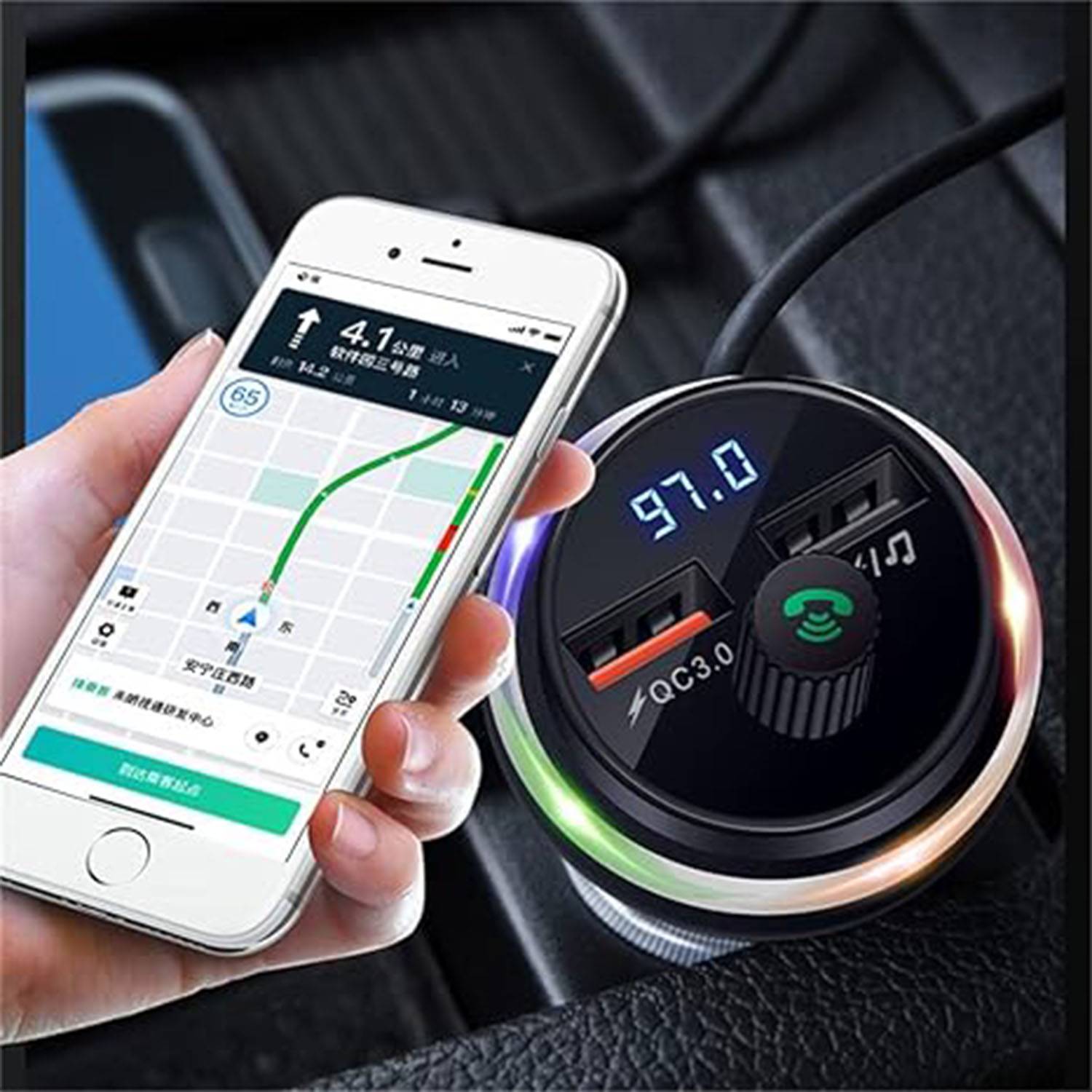 2 In 1 USB Bluetooch Smart Car Adaptor 6