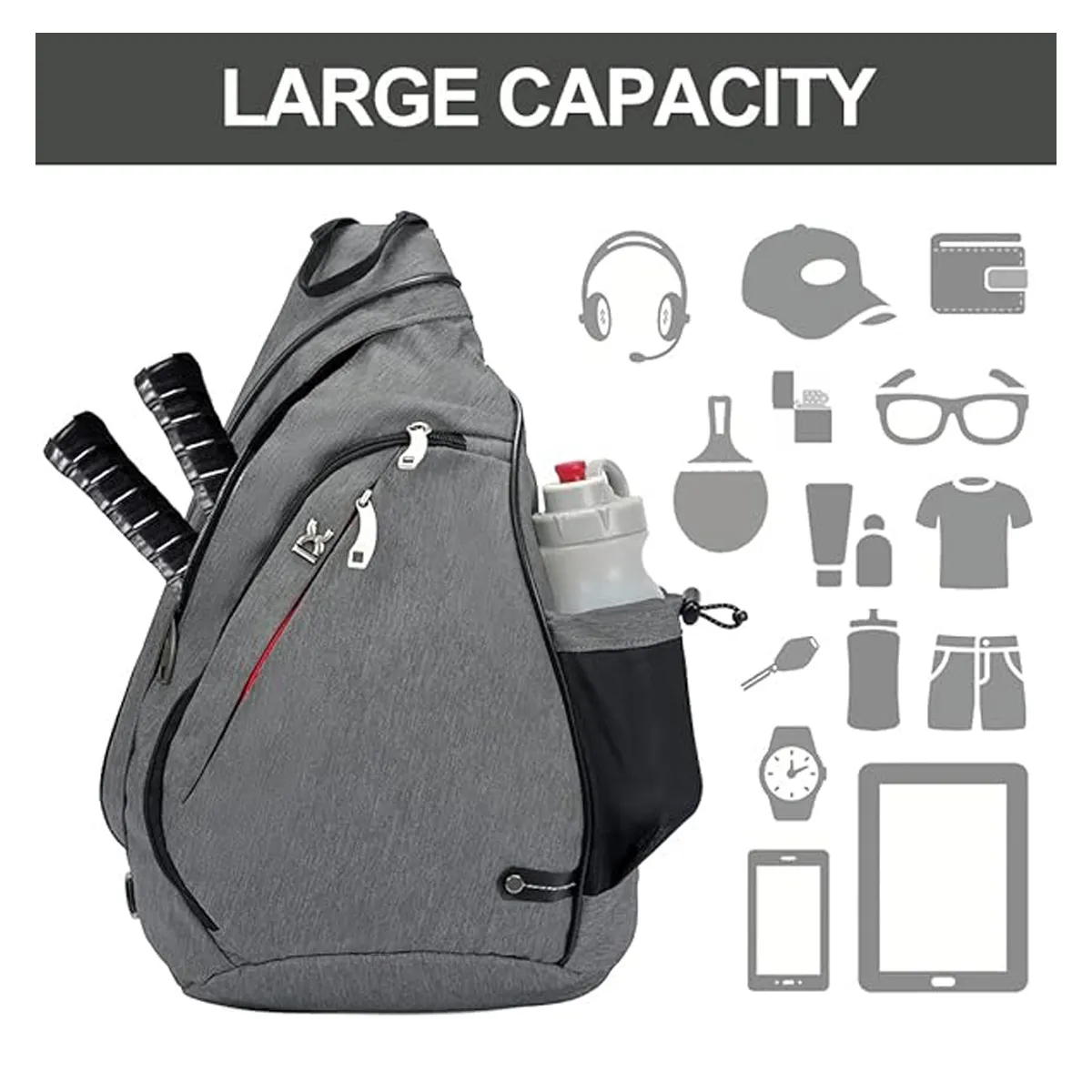 Adjustable Large Capacity Walking Hiking Crossbody Sling Bag 7