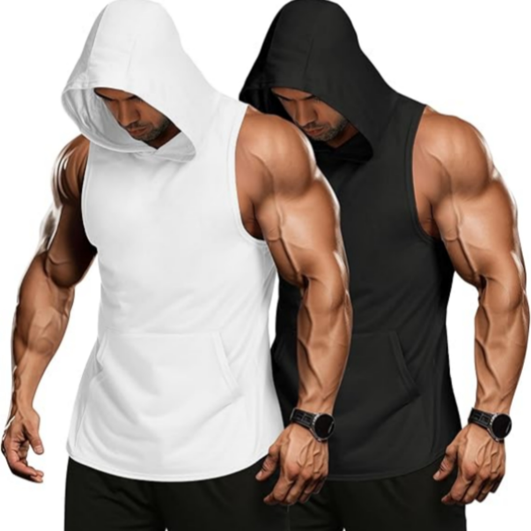 Workout Hoodie Muscle Fitting Sleeveless Shirt 14