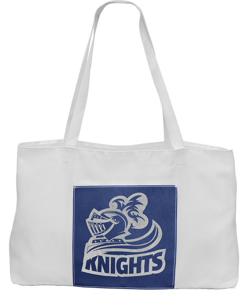 Blue / Silver Laserable Leatherette Gusset Bag. 5