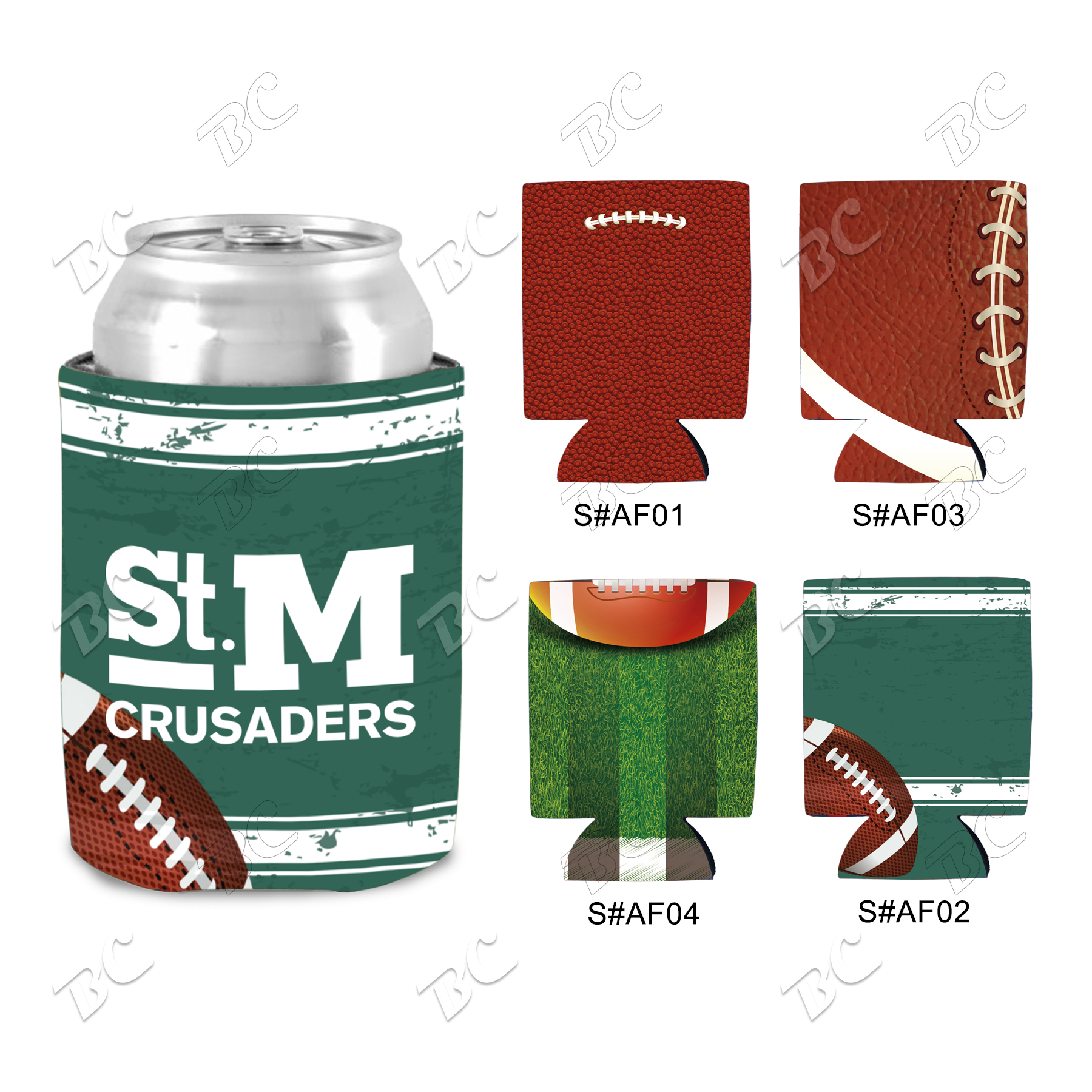 Free Shipping Football Design Sublimated Collapsible Can Cooler 4