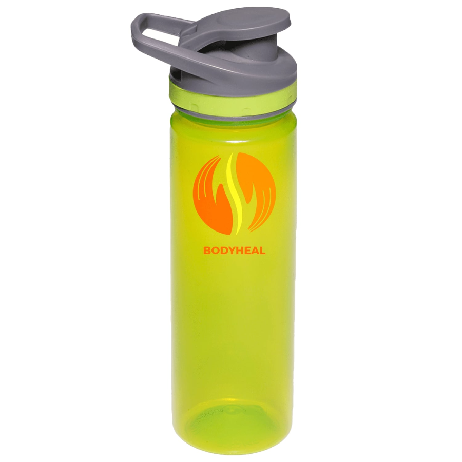 Plastic Sports Water Bottle with Flip Lid - Carry Handle, 22 4