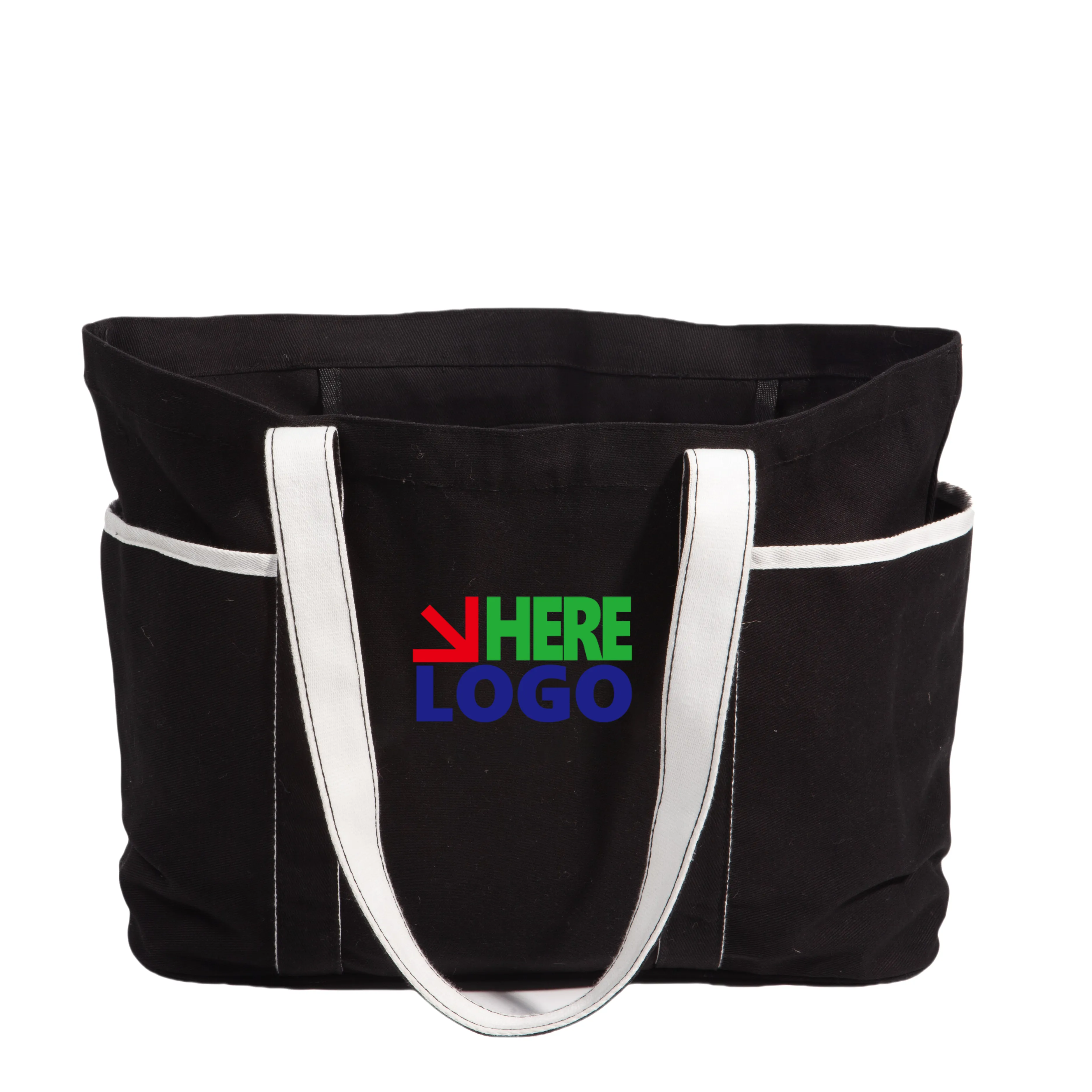 Two-Tone Canvas Tote bag, custom tote bag with logo imprint 2