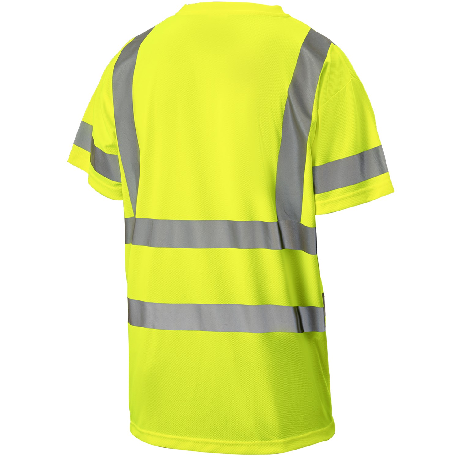 3.8 oz. Polyester Class 3 Double Band Reflective Tape Safety T-Shirt with Pocket 3
