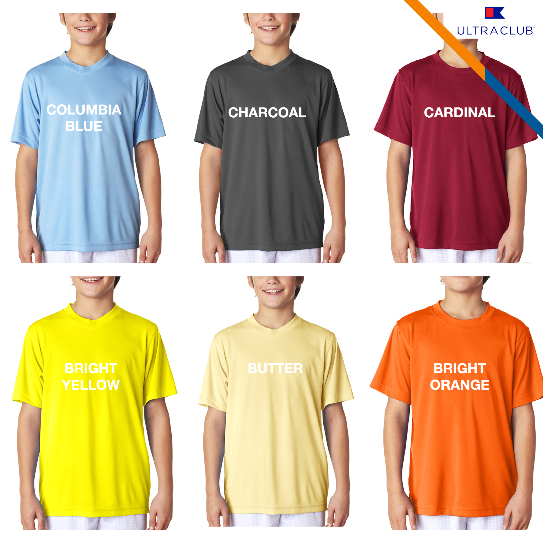 UltraClub® 4 oz Youth' Cool & Dry Performance T-Shirts 1