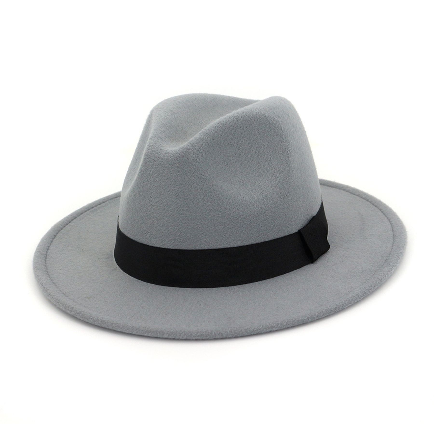 Classic Wide Brim Wool Felt Panama Fedora Hat Jaze Cap 9