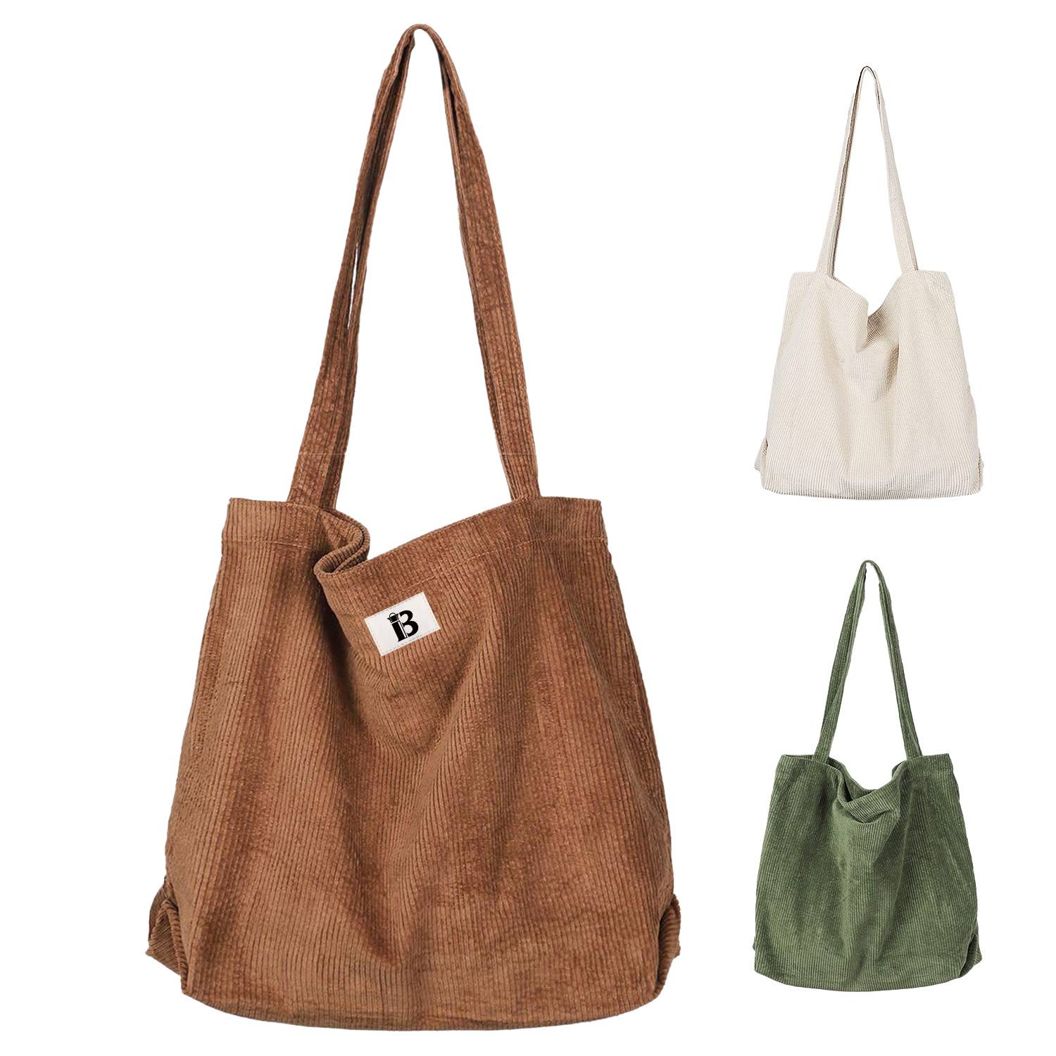 Corduroy Tote Bag for Women, custom tote bag with logo imprint 2