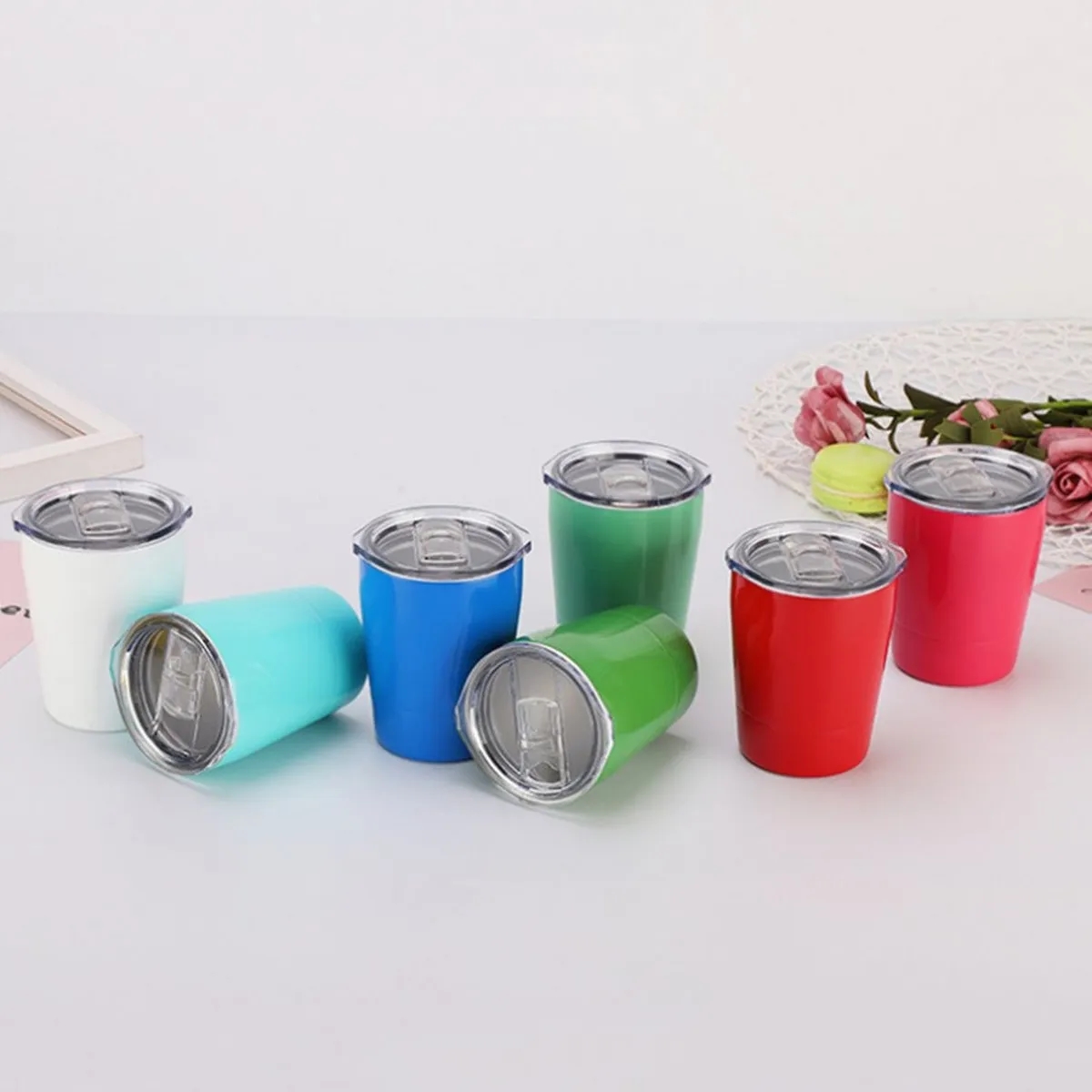 8 Oz Coffee Tumbler Stainless Steel Kids Milk Mug With Lid 4