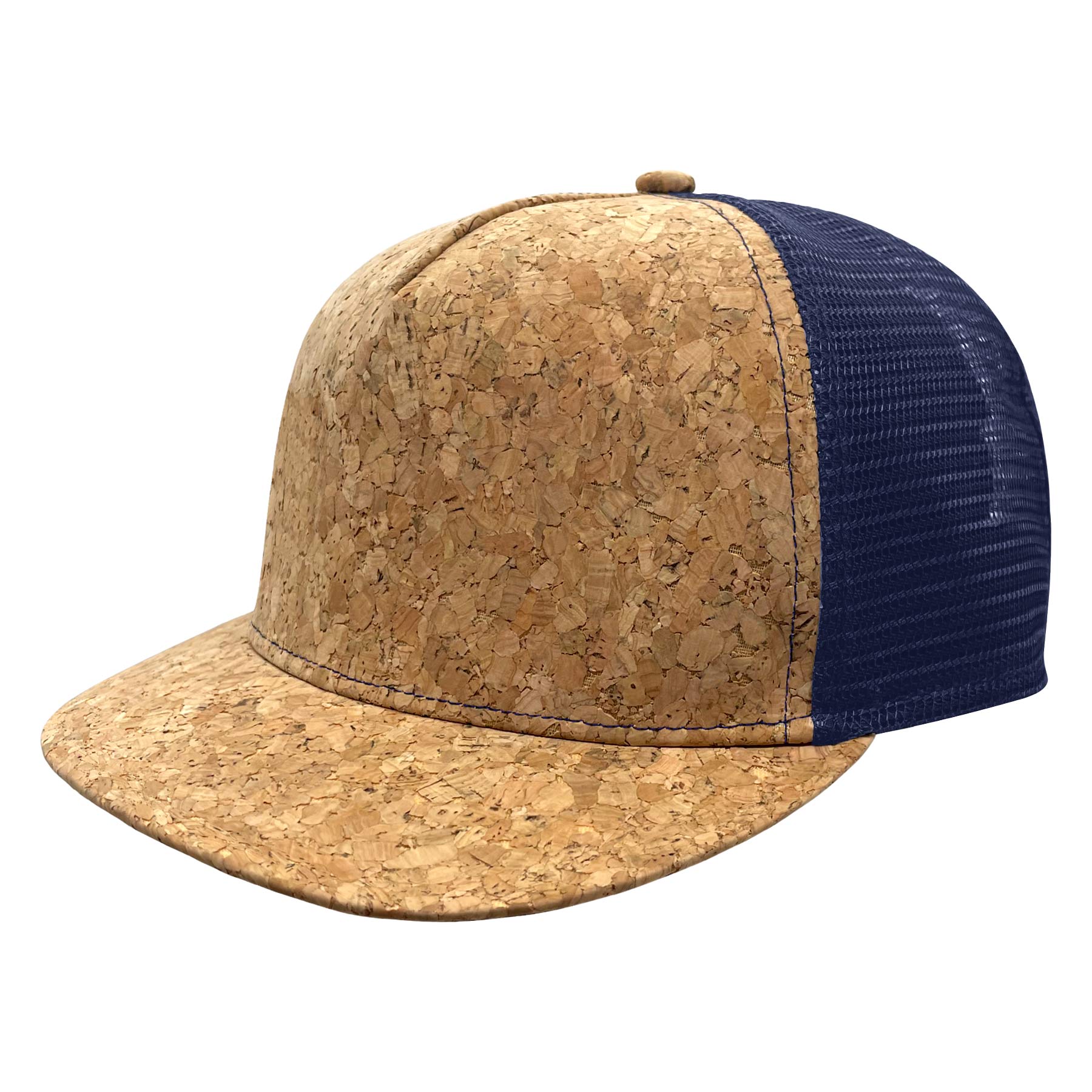 Cork Flat Visor 5 Panel Snapback Mesh Back Trucker Hat 5