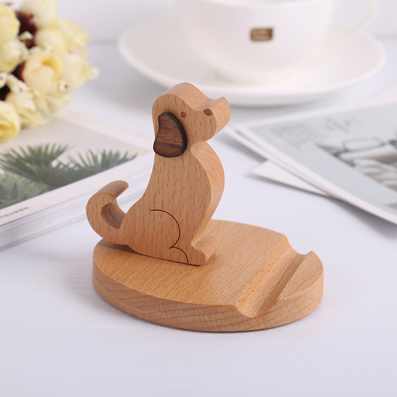 Dog Shaped Wooden Phone Holder 1