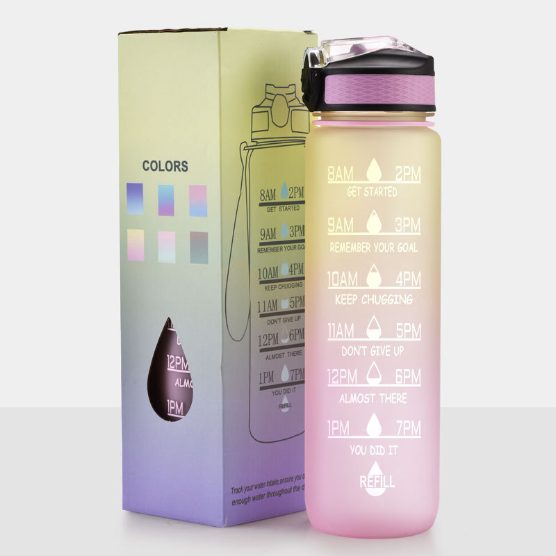 Giotto 32oz Leakproof BPA Free Drinking Water Bottle / Time Marker Straw 15