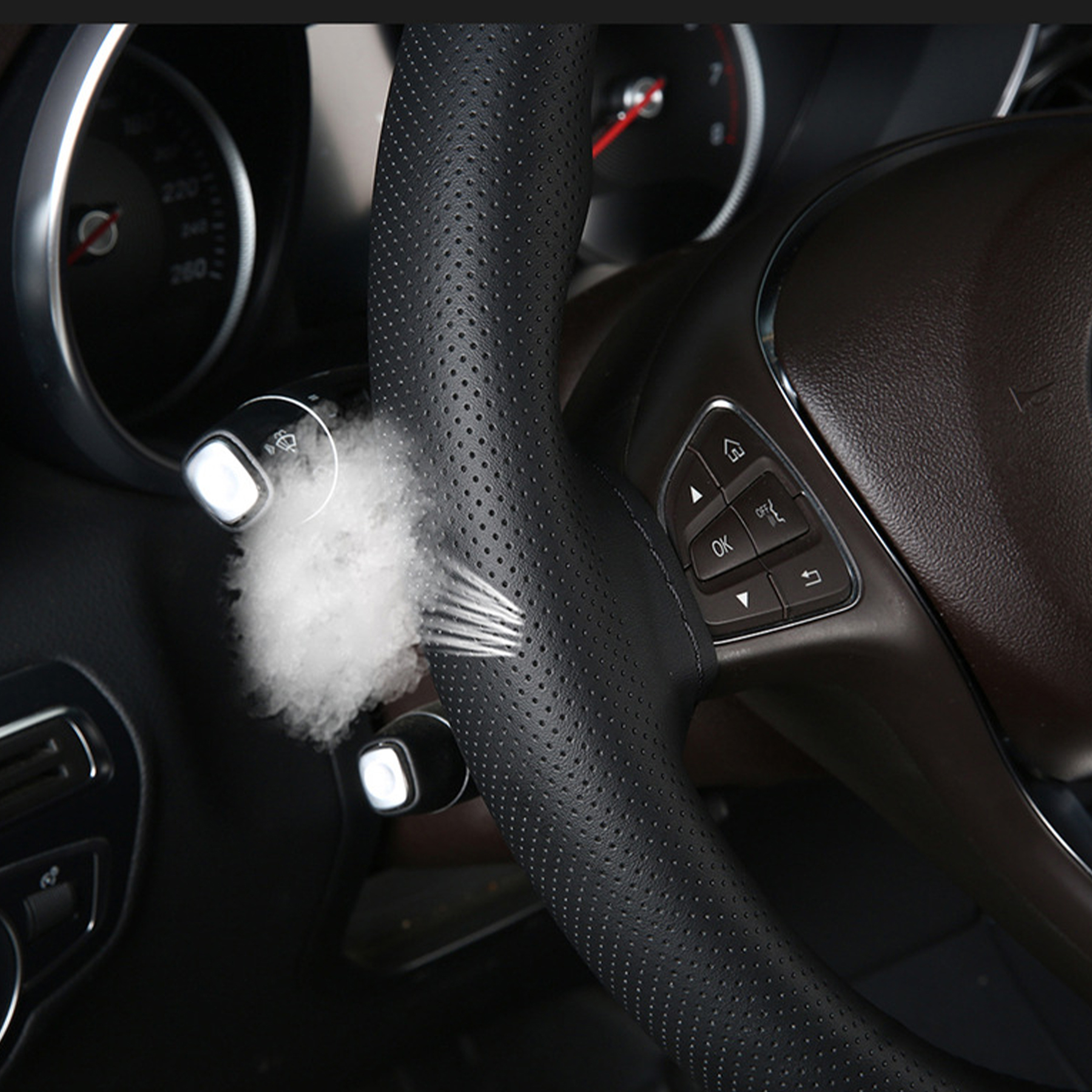 Pu Hand Sewn Steering Wheel Cover 3