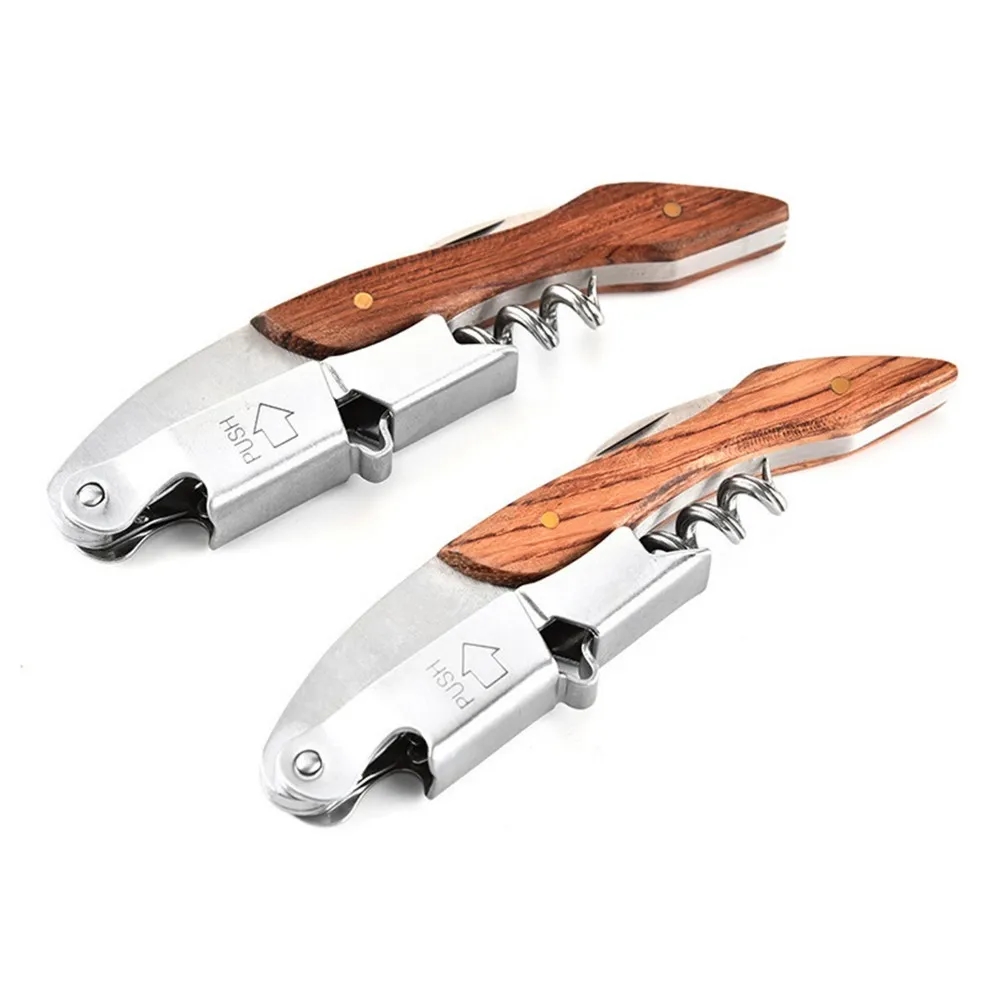 Multi-Function Red Wine Bottle Opener Stainless Steel Wood 3