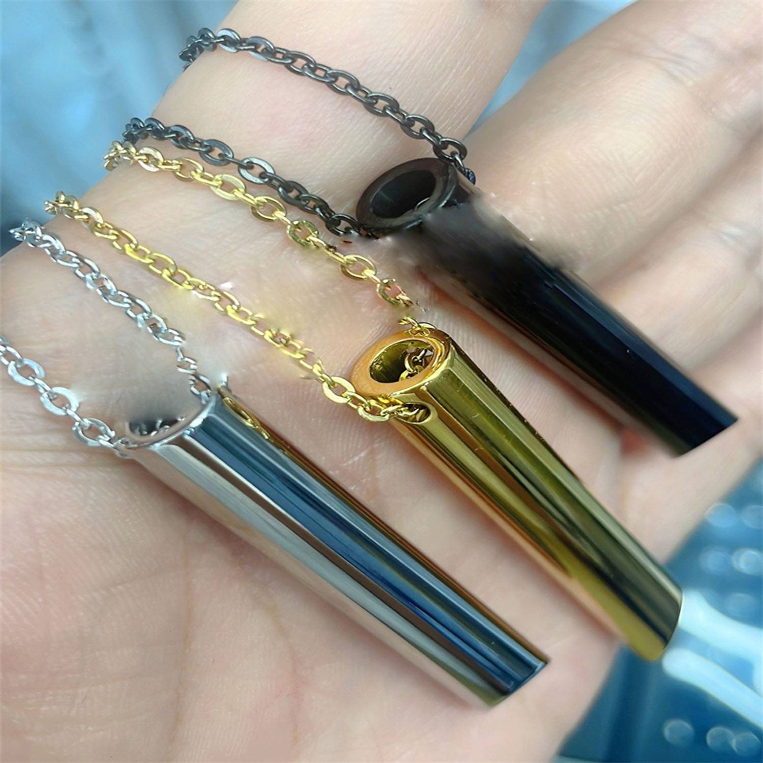 Stainless Steel Meditation Whistle Necklace 5