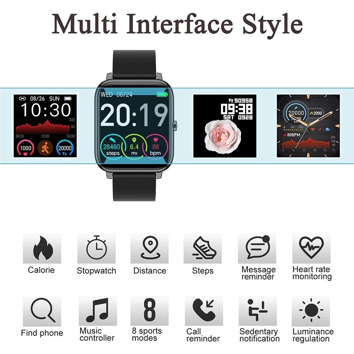 P22 Fitness Smartwatch Tracker With Heart Rate Monitor 5