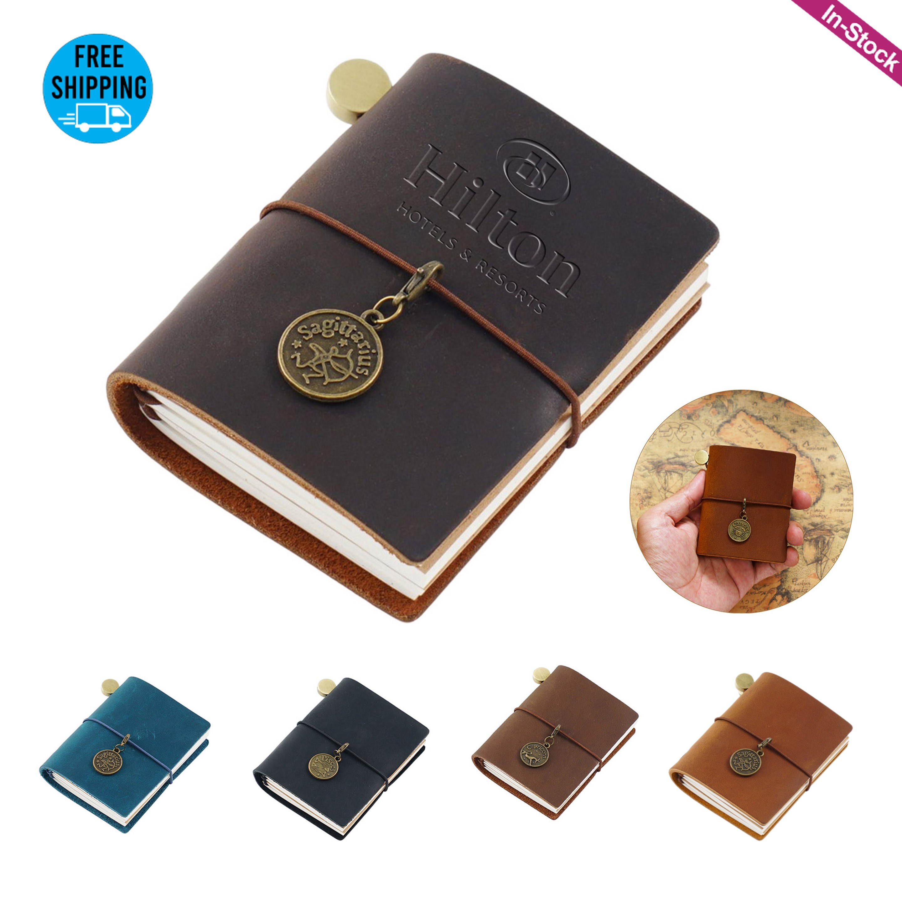 Mini Genuine Leather Cover Journal Notebook(2.68"x3.35") 4