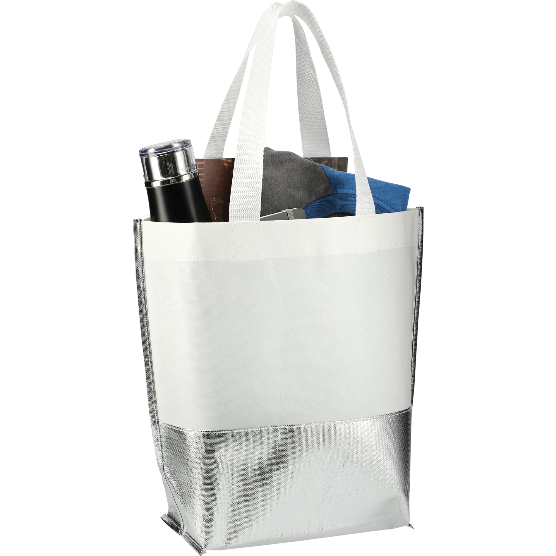 Large Laminated Metallic Bottom Tote 18