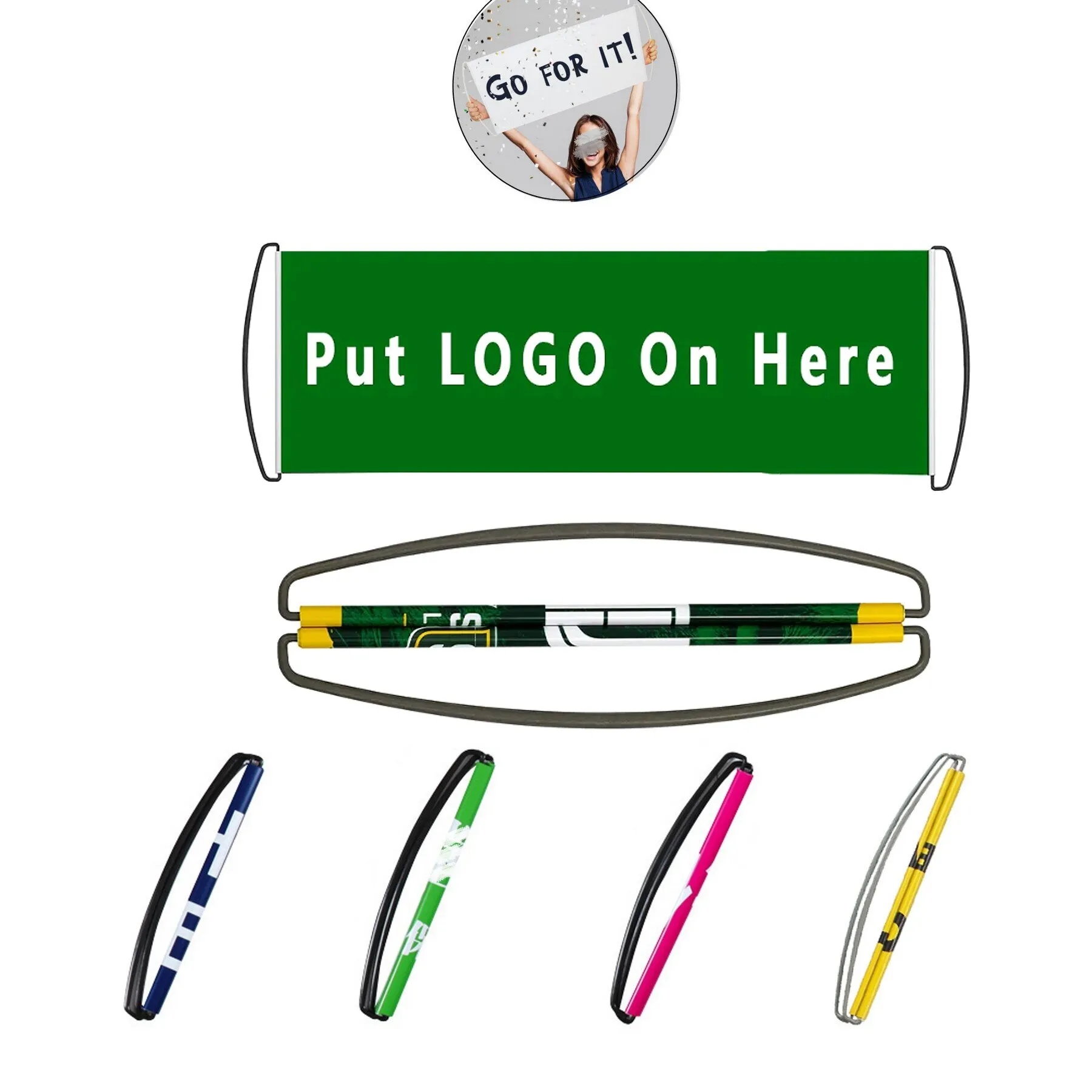 Handheld Roll Up Retractable Hand Pulled Flag Banner 6