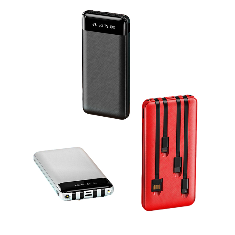 10000 mAh LED Power Bank W/ 4 Cables 1