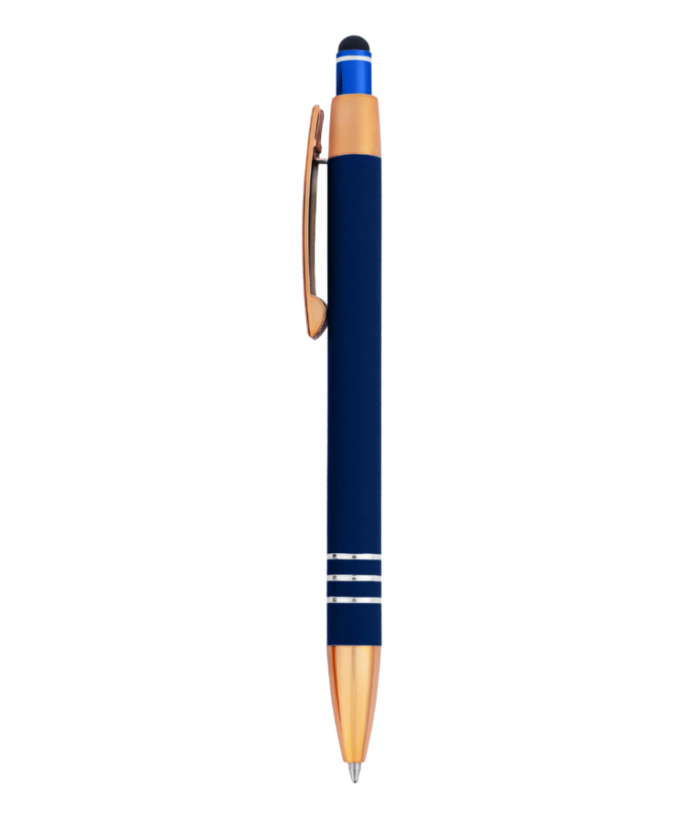 Union Printed - Stevy Stylus Soft Touch Click Metal Pen - Copper Accents 6