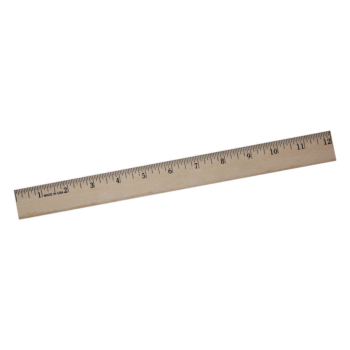12" Clear Lacquer Wood Ruler - English Scale 1