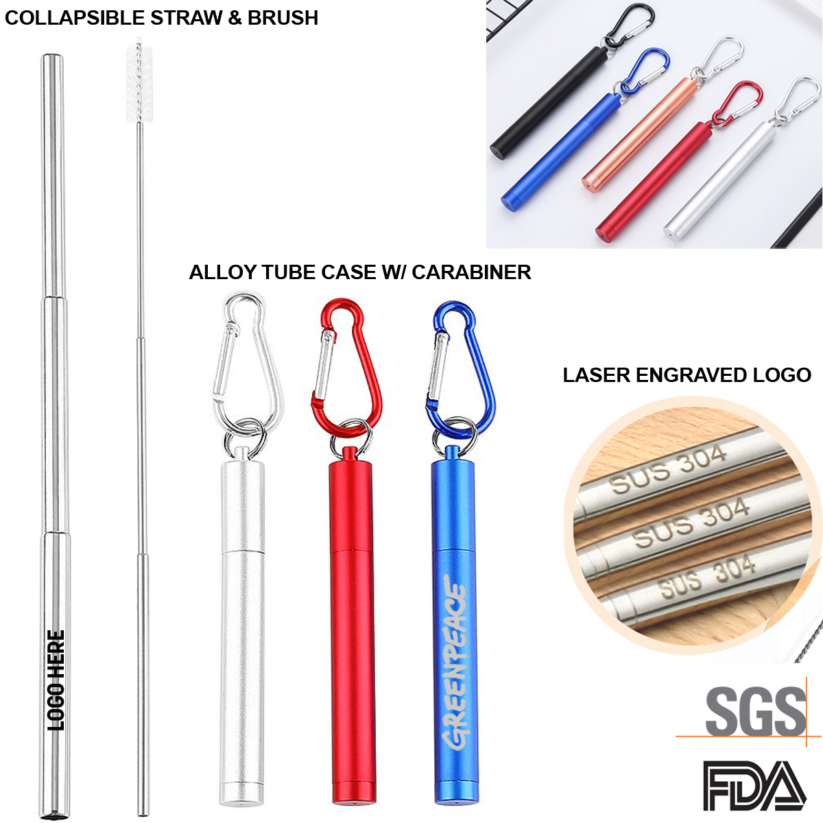 PocketSip Collapsible Stainless Straw Kit 4