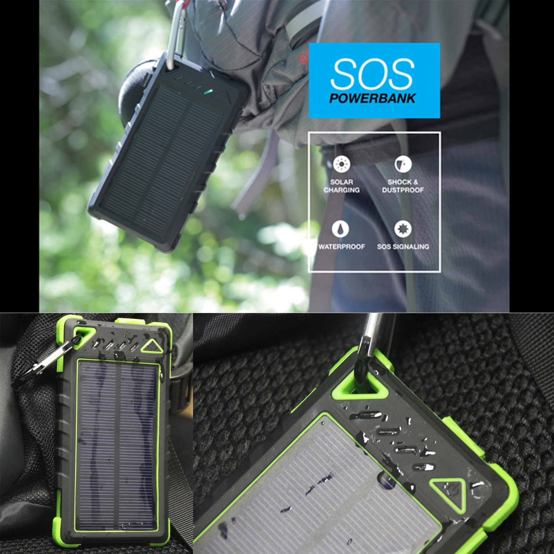 Waterproof Solar Phone Charger for Outdoor Camping Travel 4