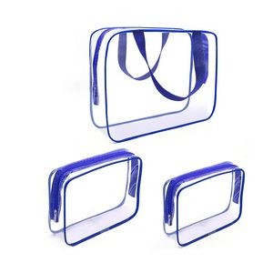 Waterproof Clear PVC Round Cosmetic Bag With Stitched Zipper 3