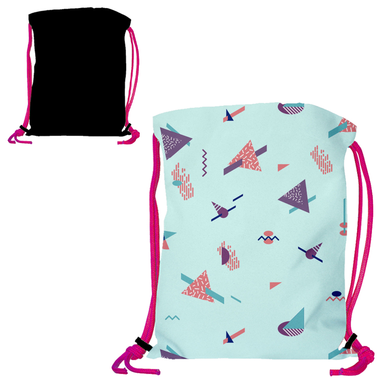 Super Drawstring Pack (One side Imprint)-Neon Pink Heavy Rope 7