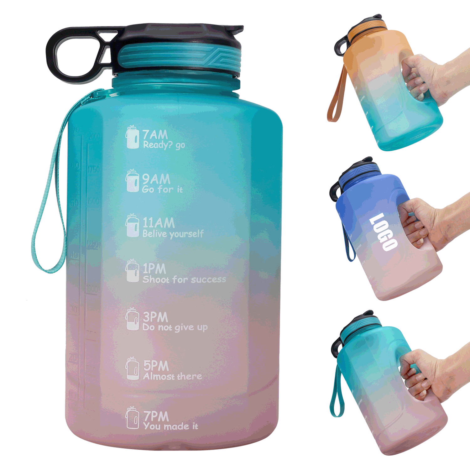 Outdoor Large(74OZ) Capacity Gradient Water Jug/Sports Water Bottle 2