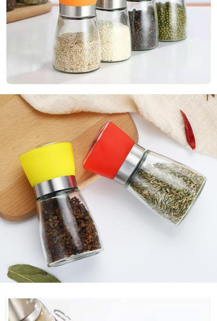 6OZ Manual Household Stainless Steel Grinder Dust-proof Lid Kitchen Dining Bottle 3