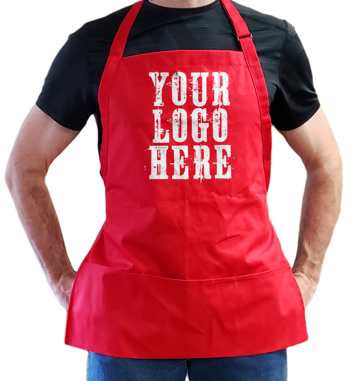 Red Restaurant-Style Bib Apron 3