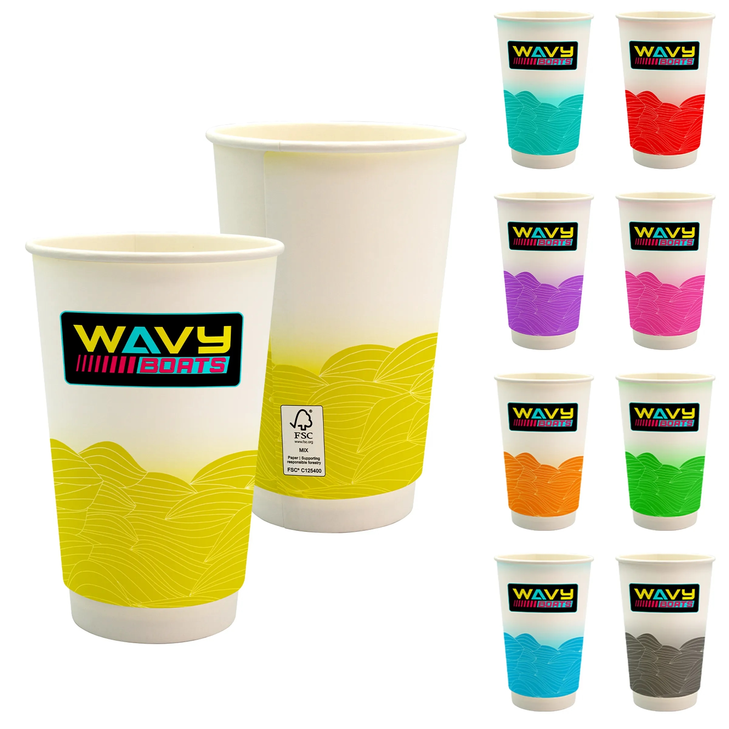 16 oz. Full Color Turbulent Waves Cube Paper Cup