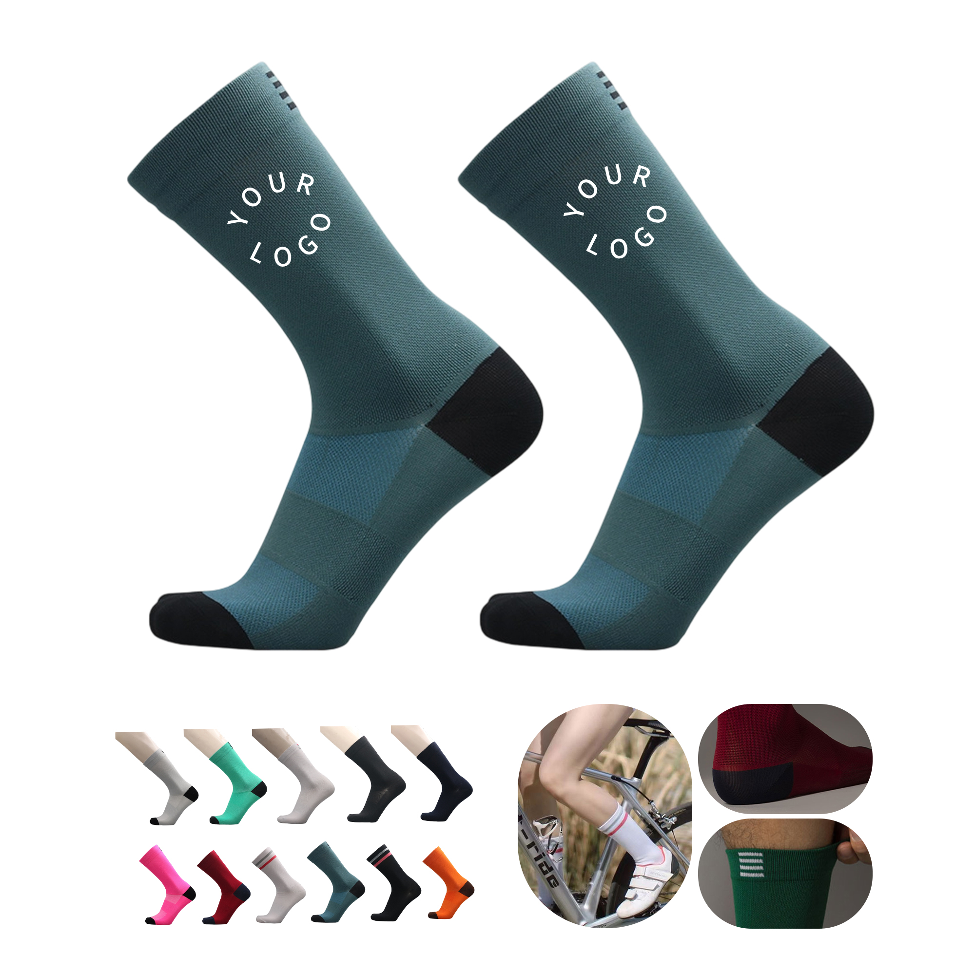 100% Woven Premium Cotton Athletic Crew Socks 3