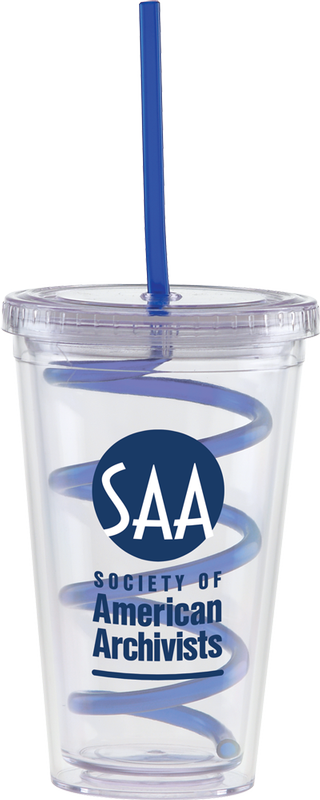 Carnival Cups-Color Curly Straw, Clear Lid 16
