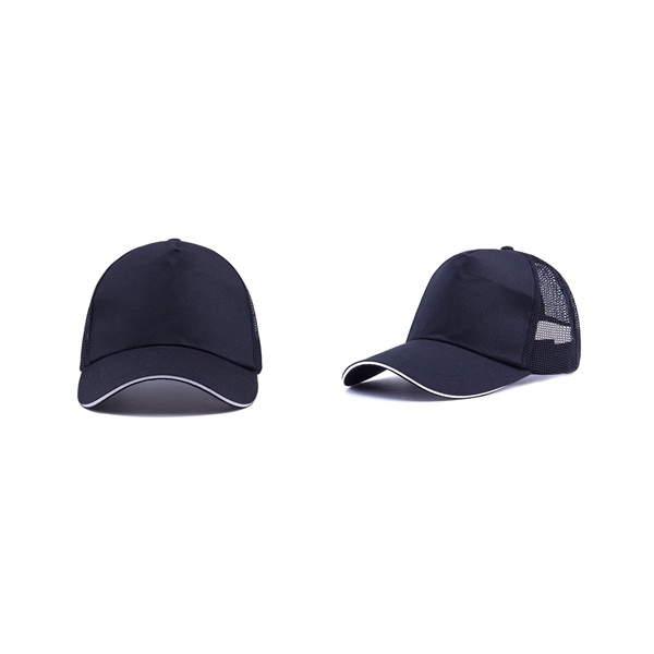 Stock Poly Cotton 5 Panel Mesh Back Cap, Hook and Loop Fastener 3