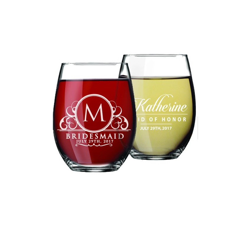 Stemless Wine Glasses with Print 4