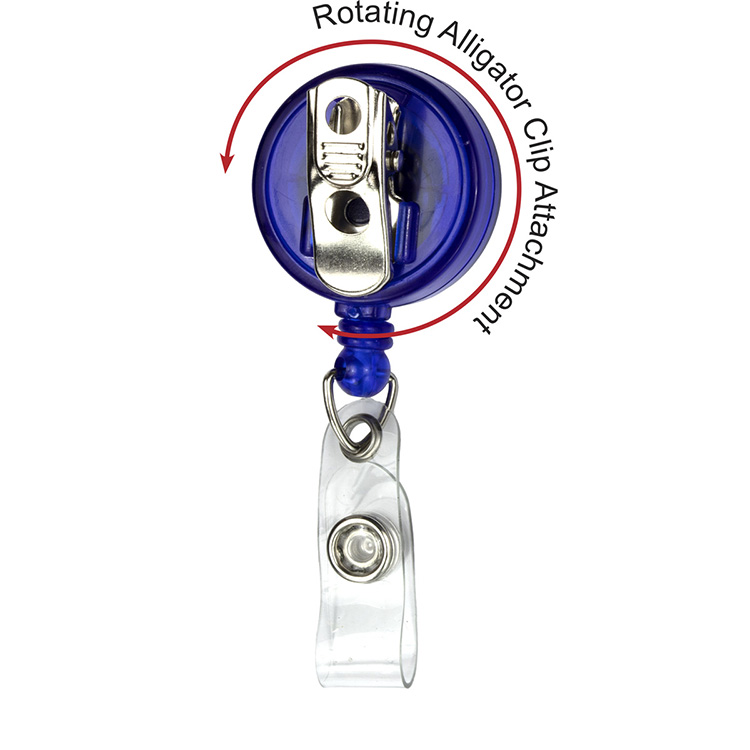 "Bellefontaine VL" 30" Cord Round Retractable Badge Reel and Badge Holder with Rotating Alligator Cl 5