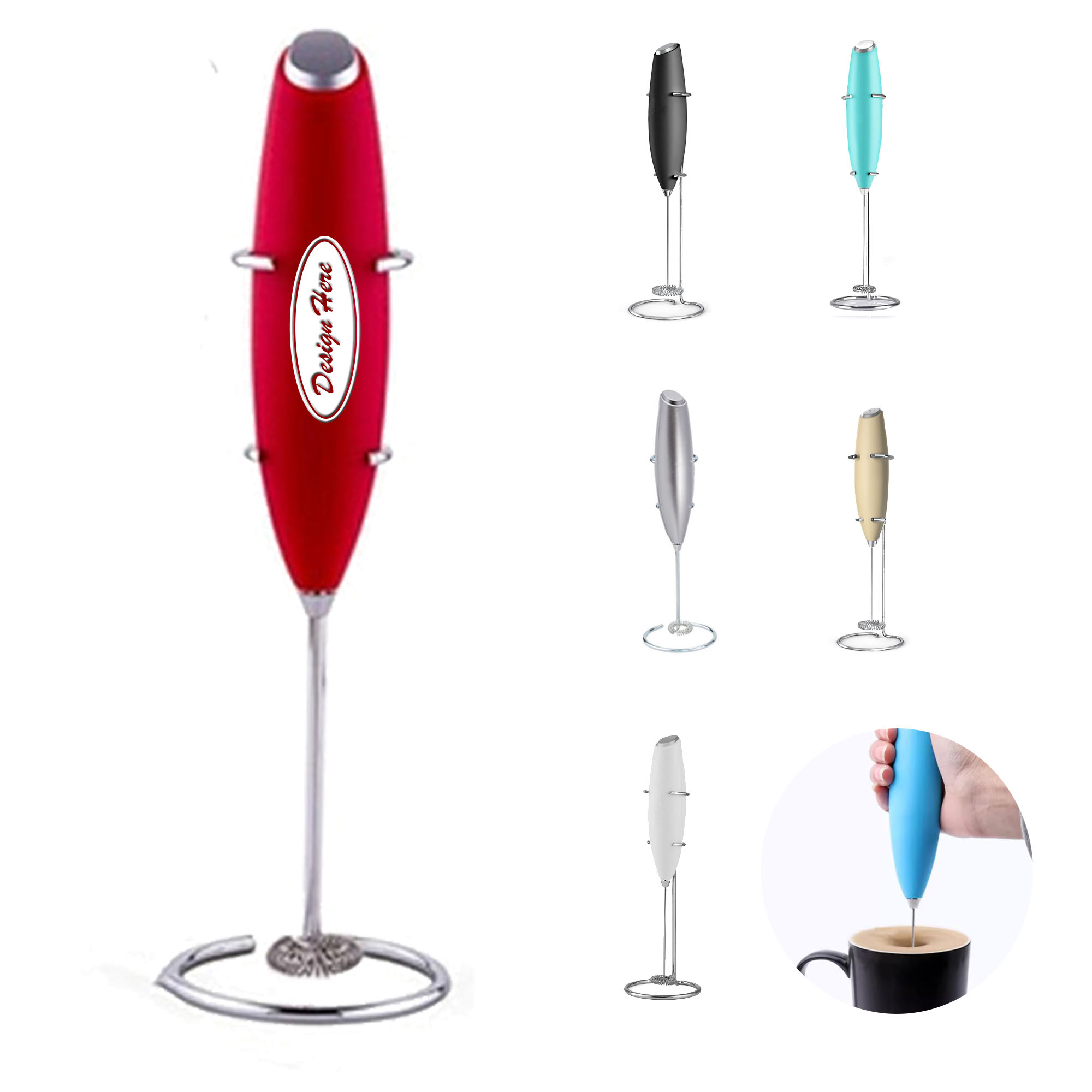 Premium Handheld Drink Mixer and Milk Frother with Stand 5