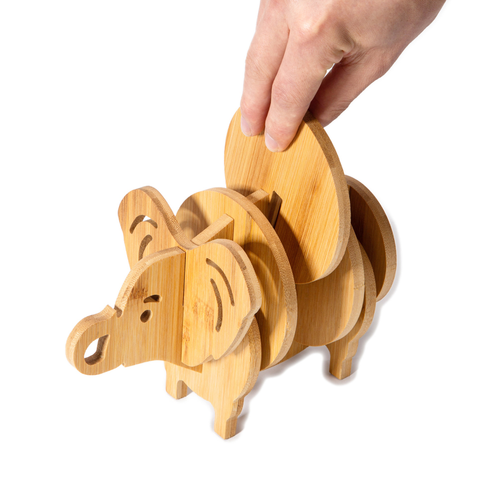 Elephant Shaped Bamboo Coaster and Table Top Decoration 5