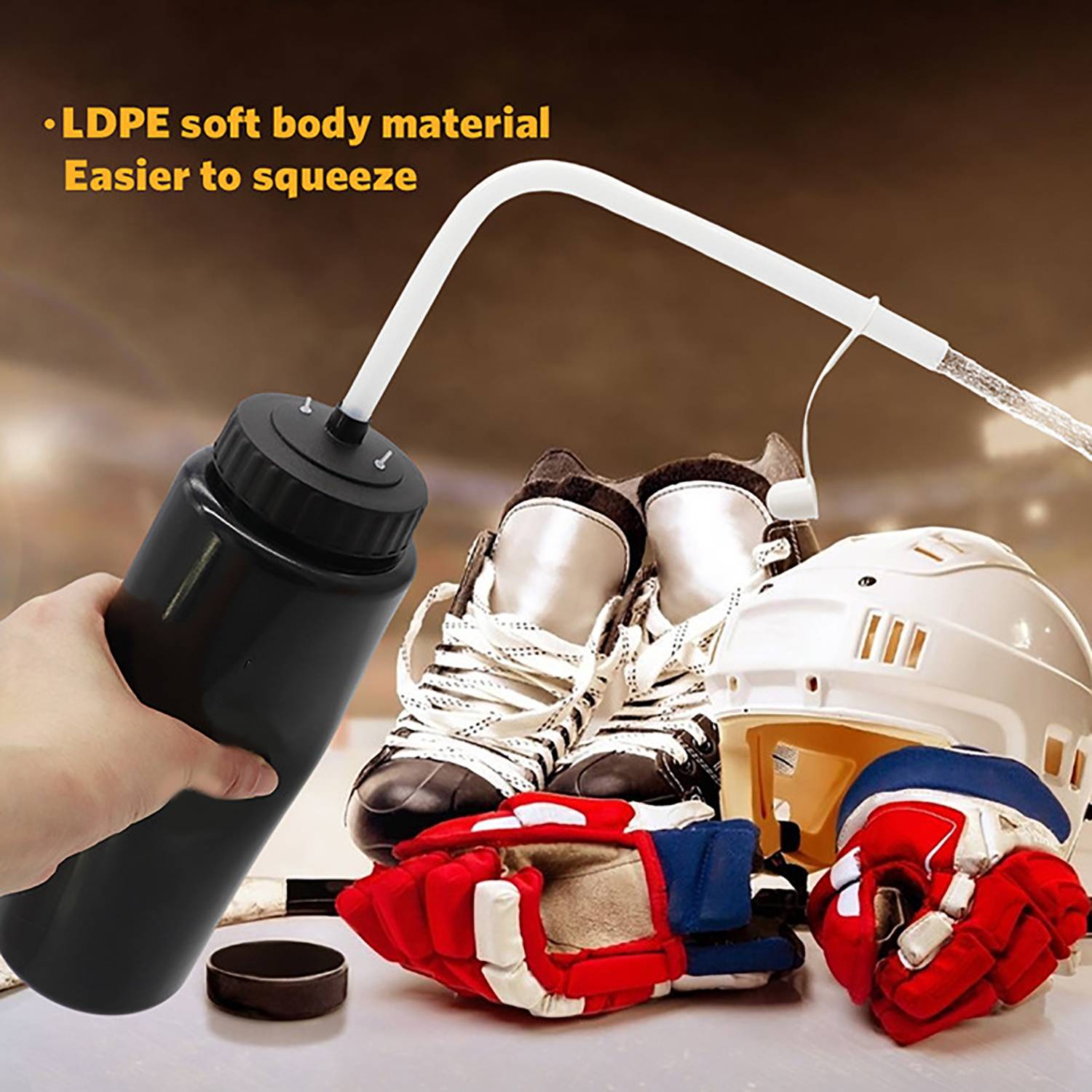34oz PE Squeeze Sport Water Bottle w/Long Straw 3