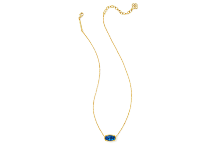 Kendra Scott Elisa Gold Short Pendant Necklace in Navy Abalone 1